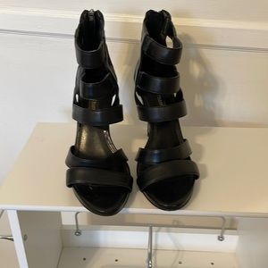 White House Black  Market Alina black cage high heel sandal